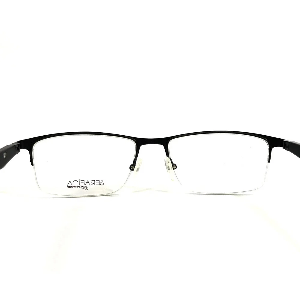 Serafina Eyewear Eyeglasses Frames GEORGIO BLACK Rectangle Half Rim55-18-145